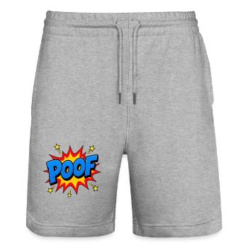 POOF Comic Lettering – Action Pop Art Explosion - Stanley/Stella Trainer Unisex Organic Jogging Shorts - heather grey - Front - Nik (191cm) & Marisol (170cm)