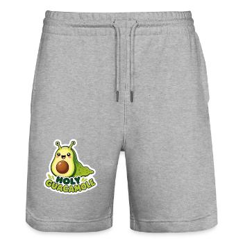 Cute Avocado Slug Holy Guacamole Pun - Stanley/Stella Trainer Unisex Organic Jogging Shorts - heather grey - Front - Nik (191cm) & Marisol (170cm)
