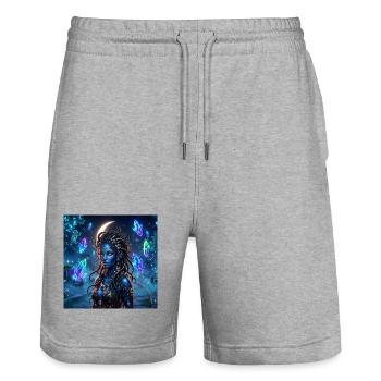 Blue Crystal Siren - Stanley/Stella Trainer Unisex Organic Jogging Shorts - heather grey - Front - Nik (191cm) & Marisol (170cm)
