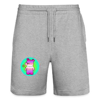 Sugar-sweet bear - Stanley/Stella Trainer Unisex Organic Jogging Shorts - heather grey - Front - Nik (191cm) & Marisol (170cm)