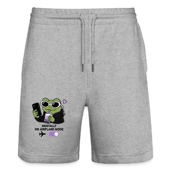 Lunettes de soleil esthétiques Gen Z Frog Boba Kawaii Drôle - Short de jogging bio TRAINER Stanley/Stella unisexe - gris chiné - Devant - Nik (191cm) & Marisol (170cm)