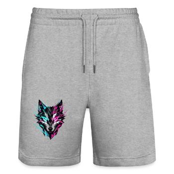 Wolfskopf neonfarben - Stanley/Stella Unisex Bio Joggingshorts Trainer  - Grau meliert - Vorne - Nik (191cm) & Marisol (170cm)