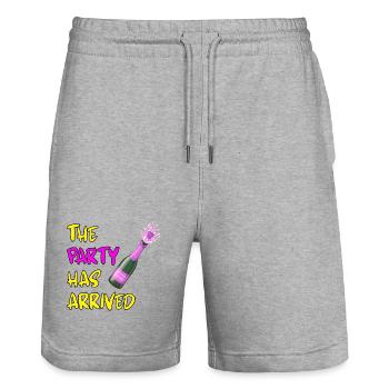 THE PARTY HAS ARRIVED, CAN GO MOUSE - Stanley/Stella Trainer Unisex Organic Jogging Shorts - heather grey - Front - Nik (191cm) & Marisol (170cm)