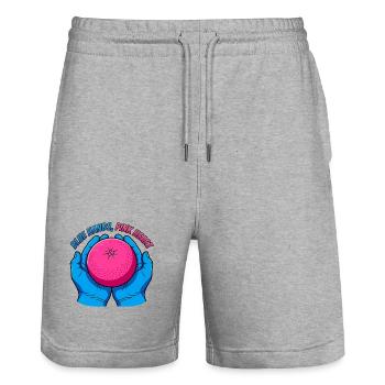 Mains bleues et fruits roses – Pop Art - Short de jogging bio TRAINER Stanley/Stella unisexe - gris chiné - Devant - Nik (191cm) & Marisol (170cm)
