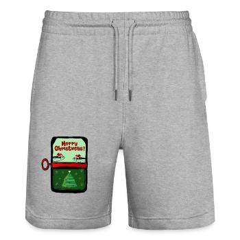 Merry Christmas Fishes - Stanley/Stella Trainer Unisex Organic Jogging Shorts - heather grey - Front - Nik (191cm) & Marisol (170cm)