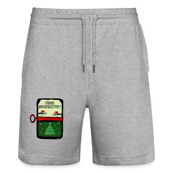 Frohe Weihnachten Fische - Stanley/Stella Unisex Bio Joggingshorts Trainer  - Grau meliert - Vorne - Nik (191cm) & Marisol (170cm)