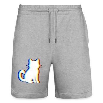 EDM Cat - Electronic Dance Music - Stanley/Stella Trainer Unisex Organic Jogging Shorts - heather grey - Front - Nik (191cm) & Marisol (170cm)