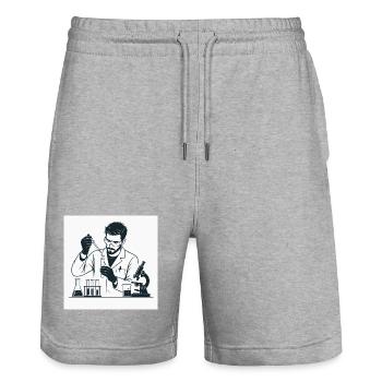 Laboratory scientist with pipette - Stanley/Stella Trainer Unisex Organic Jogging Shorts - heather grey - Front - Nik (191cm) & Marisol (170cm)