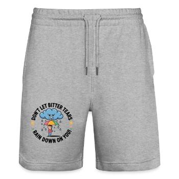 Don't Let Bitter Tears Rain Down On You - Stanley/Stella Trainer Unisex Organic Jogging Shorts - heather grey - Front - Nik (191cm) & Marisol (170cm)