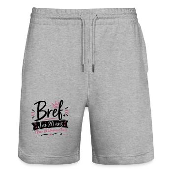 T-shirt Anniversaire 40 Ans Femme Bref J'ai 20 Ans - Short de jogging bio TRAINER Stanley/Stella unisexe - gris chiné - Devant - Nik (191cm) & Marisol (170cm)