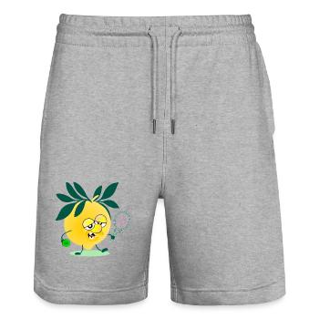 Tennis Citron pour enfants - Short de jogging bio TRAINER Stanley/Stella unisexe - gris chiné - Devant - Nik (191cm) & Marisol (170cm)