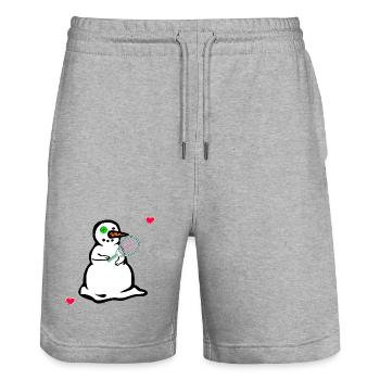 Bonhomme de neige d’hiver, tennis pour enfants - Short de jogging bio TRAINER Stanley/Stella unisexe - gris chiné - Devant - Nik (191cm) & Marisol (170cm)