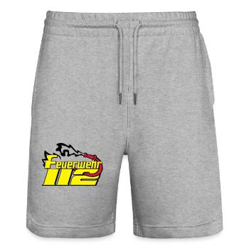 Freiwillige Feuerwehr , Shirt , Feuerwehr 112 (25) - Stanley/Stella Unisex Bio Joggingshorts Trainer  - Grau meliert - Vorne - Nik (191cm) & Marisol (170cm)
