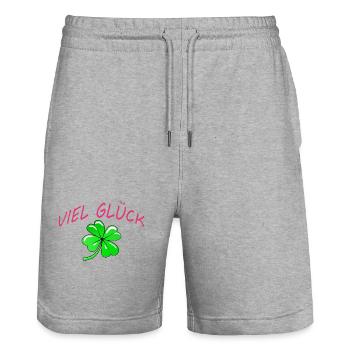 Liebe Freunde Familie Partner Glück Spaß Leben süß - Stanley/Stella Unisex Bio Joggingshorts Trainer  - Grau meliert - Vorne - Nik (191cm) & Marisol (170cm)