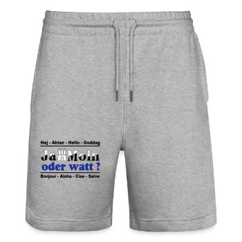 Hamburg , Tradition , Ja Moin oder watt (25) - Stanley/Stella Unisex Bio Joggingshorts Trainer  - Grau meliert - Vorne - Nik (191cm) & Marisol (170cm)