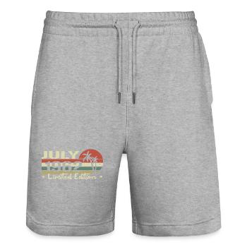 July 62nd Anniversary Born 1962 Vibe Vintage - Stanley/Stella Trainer Unisex Organic Jogging Shorts - heather grey - Front - Nik (191cm) & Marisol (170cm)