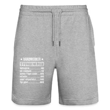 Stundenlohn Handwerker Beruf - Spruch - Stanley/Stella Unisex Bio Joggingshorts Trainer  - Grau meliert - Vorne - Nik (191cm) & Marisol (170cm)