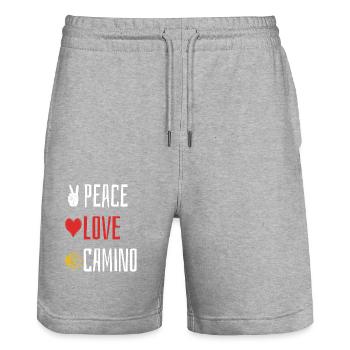 Peace Love Camino - Herz - Stanley/Stella Unisex Bio Joggingshorts Trainer  - Grau meliert - Vorne - Nik (191cm) & Marisol (170cm)