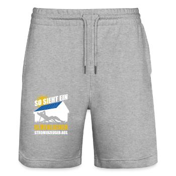 So sieht ein glücklicher Stromerzeuger aus - Solar - Stanley/Stella Unisex Bio Joggingshorts Trainer  - Grau meliert - Vorne - Nik (191cm) & Marisol (170cm)