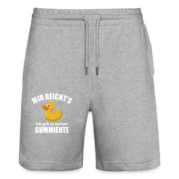 Mir reicht's ich geh zu meiner Gummiente - Stanley/Stella Unisex Bio Joggingshorts Trainer  - Grau meliert - Vorne - Nik (191cm) & Marisol (170cm)