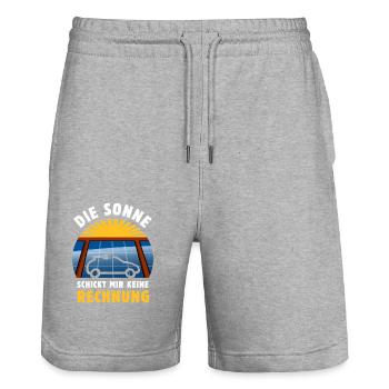 Die Sonne schickt keine Rechnung - Photovoltaik - Stanley/Stella Unisex Bio Joggingshorts Trainer  - Grau meliert - Vorne - Nik (191cm) & Marisol (170cm)
