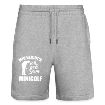 Mir reicht's ich geh zum Minigolf - Spruch - Stanley/Stella Unisex Bio Joggingshorts Trainer  - Grau meliert - Vorne - Nik (191cm) & Marisol (170cm)