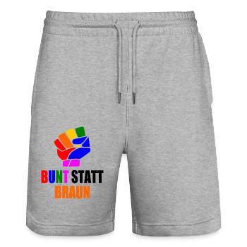 bunt statt braun - Stanley/Stella Unisex Bio Joggingshorts Trainer  - Grau meliert - Vorne - Nik (191cm) & Marisol (170cm)