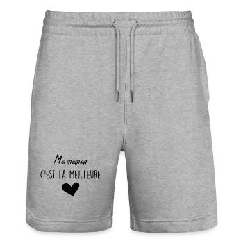 Ma Maman C'est la Meilleure - Short de jogging bio TRAINER Stanley/Stella unisexe - gris chiné - Devant - Nik (191cm) & Marisol (170cm)