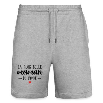 La Plus Belle Du Monde Cadeau Maman - Short de jogging bio TRAINER Stanley/Stella unisexe - gris chiné - Devant - Nik (191cm) & Marisol (170cm)