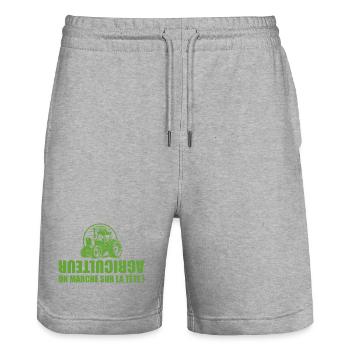 Farmer - Farmer - Tractor - Stanley/Stella Trainer Unisex Organic Jogging Shorts - heather grey - Front - Nik (191cm) & Marisol (170cm)