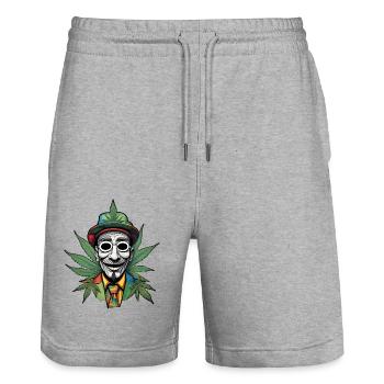 Die charmante Stärke einzigartige Cartoonfigur - Stanley/Stella Unisex Bio Joggingshorts Trainer  - Grau meliert - Vorne - Nik (191cm) & Marisol (170cm)