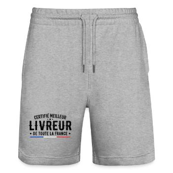 Zertifizierter bester Lieferbote in ganz Frankreich - Stanley/Stella Unisex Bio Joggingshorts Trainer  - Grau meliert - Vorne - Nik (191cm) & Marisol (170cm)