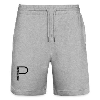 Buchstabe P - Stanley/Stella Unisex Bio Joggingshorts Trainer  - Grau meliert - Vorne - Nik (191cm) & Marisol (170cm)