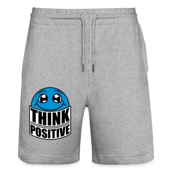 Think Think Cool Think Positive Stay Positive - Stanley/Stella Trainer Unisex Organic Jogging Shorts - heather grey - Front - Nik (191cm) & Marisol (170cm)