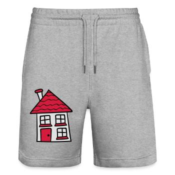 süßes kleines haus häuschen eigenheim bauen bauher - Stanley/Stella Unisex Bio Joggingshorts Trainer  - Grau meliert - Vorne - Nik (191cm) & Marisol (170cm)