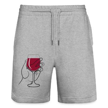 Wein Weinglas Weinprobe Weinlese Reben Genuss Herb - Stanley/Stella Unisex Bio Joggingshorts Trainer  - Grau meliert - Vorne - Nik (191cm) & Marisol (170cm)