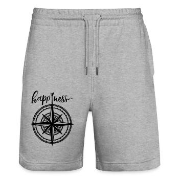 Le bonheur | Look maritime | Boussole | Orientation - Short de jogging bio TRAINER Stanley/Stella unisexe - gris chiné - Devant - Nik (191cm) & Marisol (170cm)