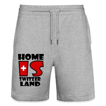 Switzerland - Home is Switzerland - Stanley/Stella Trainer Unisex Organic Jogging Shorts - heather grey - Front - Nik (191cm) & Marisol (170cm)