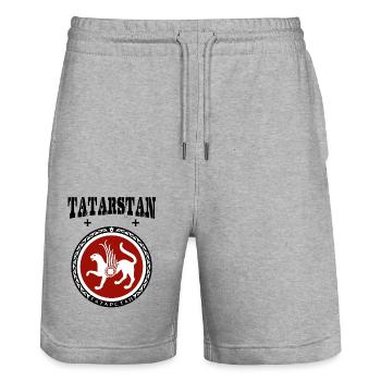 Tatarstan - Stanley/Stella Unisex Bio Joggingshorts Trainer  - Grau meliert - Vorne - Nik (191cm) & Marisol (170cm)