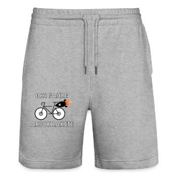Je conduis une fusée cul - Short de jogging bio TRAINER Stanley/Stella unisexe - gris chiné - Devant - Nik (191cm) & Marisol (170cm)