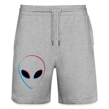 3D effect alien - Stanley/Stella Trainer Unisex Organic Jogging Shorts - heather grey - Front - Nik (191cm) & Marisol (170cm)