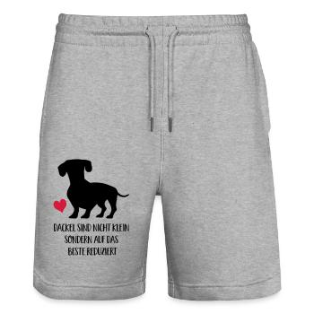 dackel sind nicht klein - Stanley/Stella Unisex Bio Joggingshorts Trainer  - Grau meliert - Vorne - Nik (191cm) & Marisol (170cm)