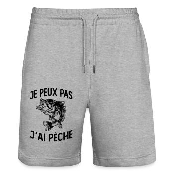Je Peux Pas J'ai Pêche - Short de jogging bio TRAINER Stanley/Stella unisexe - gris chiné - Devant - Nik (191cm) & Marisol (170cm)