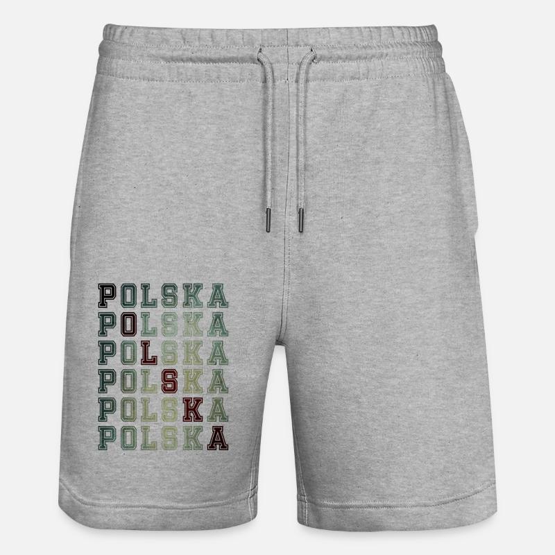 Pologne Polska National Pride - Short de jogging bio TRAINER Stanley/Stella unisexe - gris chiné