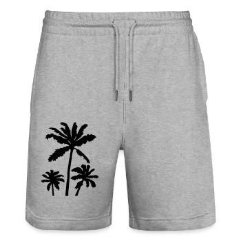 Palmen Silhouette Sonnenuntergang - Stanley/Stella Unisex Bio Joggingshorts Trainer  - Grau meliert - Vorne - Nik (191cm) & Marisol (170cm)