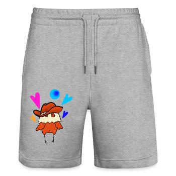 Chicken Cowboy - Stanley/Stella Trainer Unisex Organic Jogging Shorts - heather grey - Front - Nik (191cm) & Marisol (170cm)