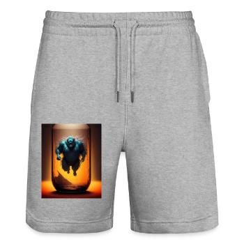 Monster im leeren Glas - Stanley/Stella Unisex Bio Joggingshorts Trainer  - Grau meliert - Vorne - Nik (191cm) & Marisol (170cm)