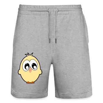 Chick - Stanley/Stella Trainer Unisex Organic Jogging Shorts - heather grey - Front - Nik (191cm) & Marisol (170cm)