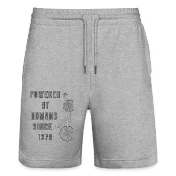 POWERED BY HUMANS SINCE 1978 - Stanley/Stella Unisex Bio Joggingshorts Trainer  - Grau meliert - Vorne - Nik (191cm) & Marisol (170cm)