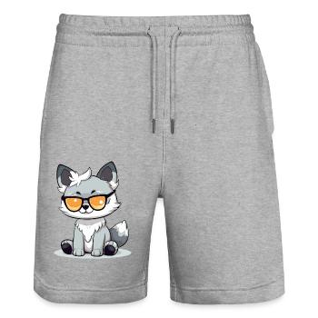 Hop the cat - Stanley/Stella Trainer Unisex Organic Jogging Shorts - heather grey - Front - Nik (191cm) & Marisol (170cm)
